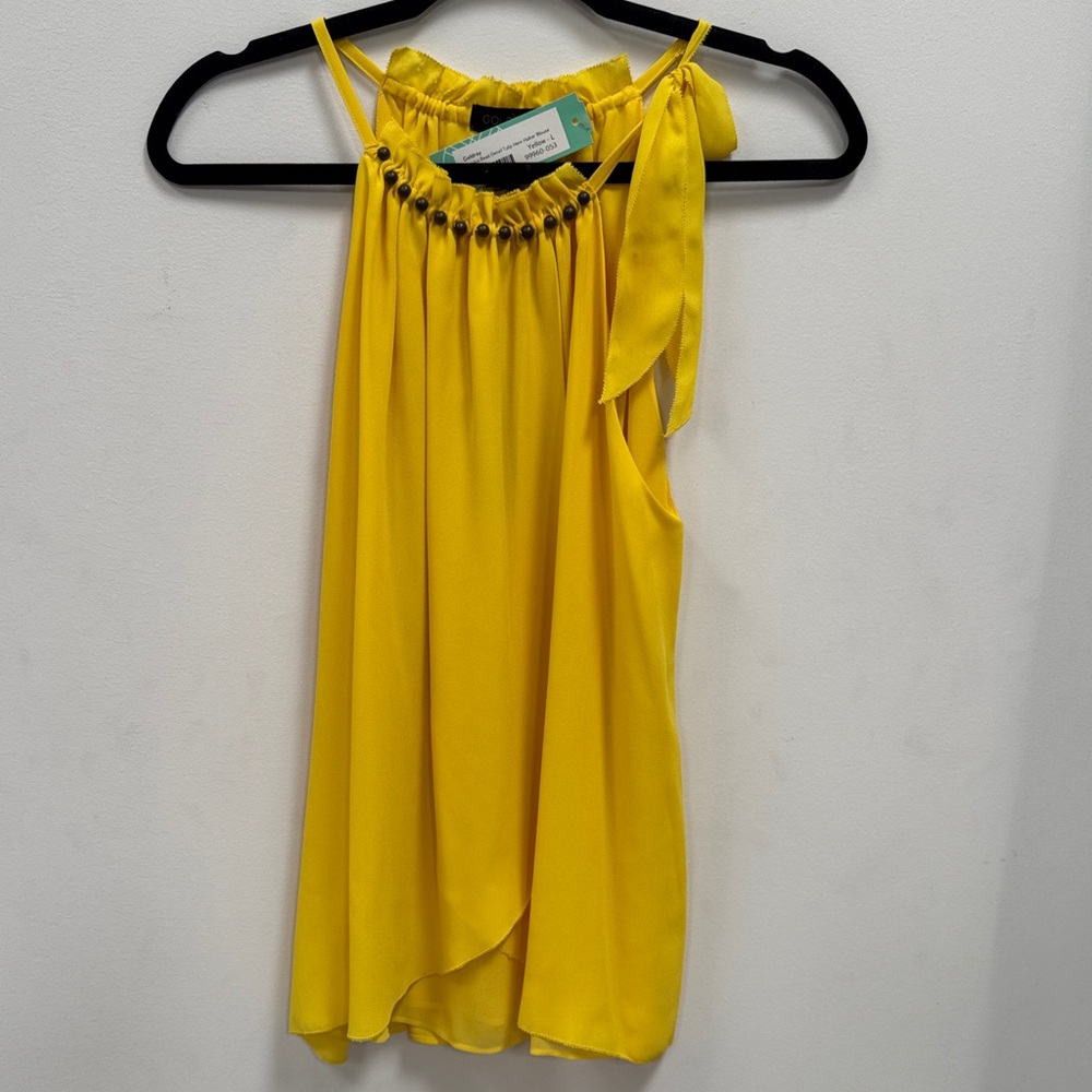 Elegant Yellow Sleeveless Top with Beaded Detail